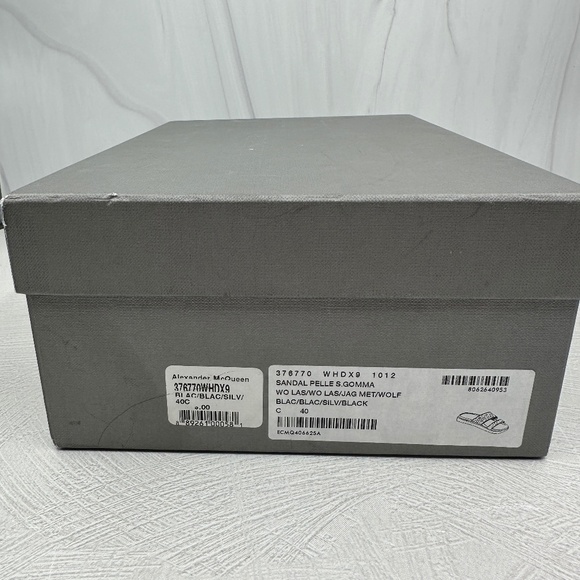 Alexander McQueen Pelle S Gomma Sandals Black/Silver Leather Slides EU 40 US 9.5 - Picture 6 of 6